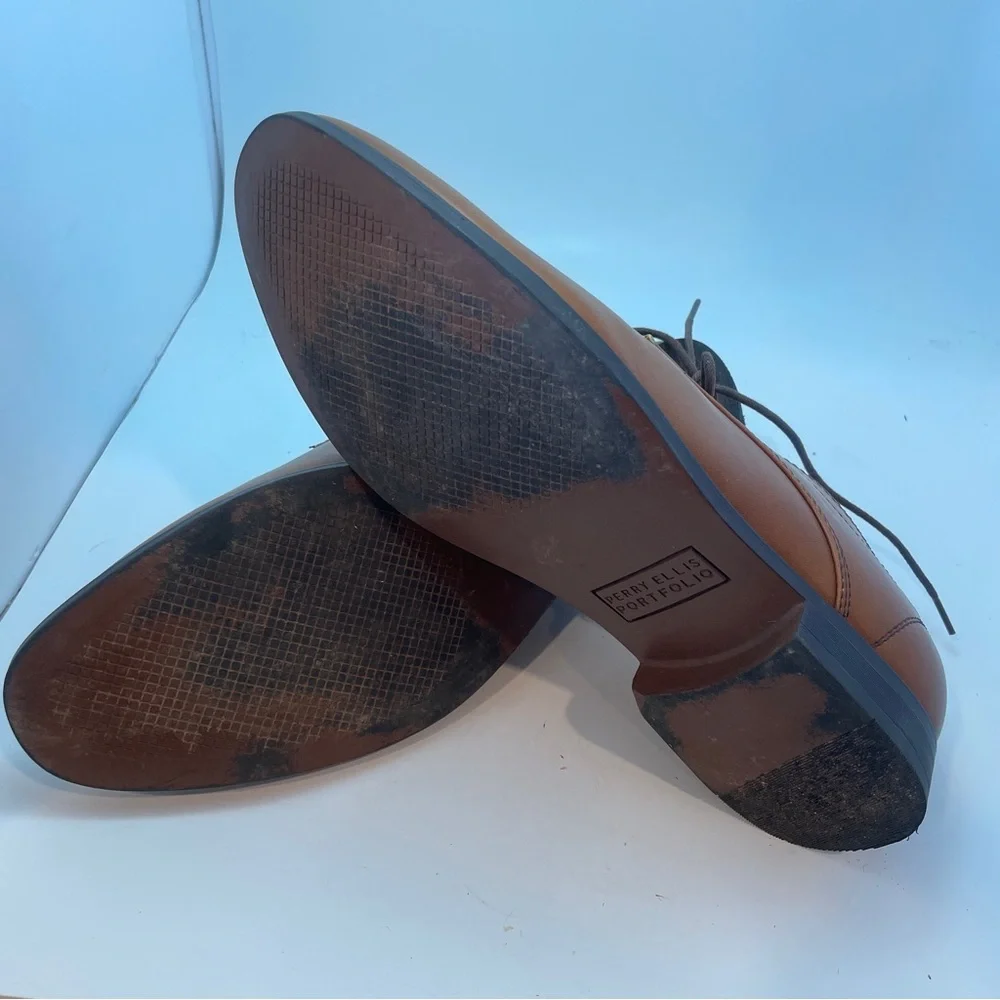 Perry Ellis Portfolio Bryan Brown Wingtip Oxford Lace Up Mens Shoes Size 8.5